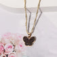 Women’s Minimalist Gold Butterfly Pendant Necklace – Rhinestone & Resin Detail