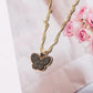 Women’s Minimalist Gold Butterfly Pendant Necklace – Rhinestone & Resin Detail