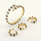 18K Gold-Plated Marquise Zircon Jewelry Set – Bracelet, Ring & Hoop Earrings