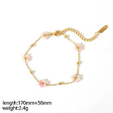 18K Gold-Plated Flower Jewelry Set – Necklace, Bracelet & Anklet with Colorful Beads