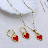 Women’s Gold-Plated Heart Jewelry Set – Pendant Necklace & Matching Earrings