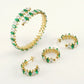 18K Gold-Plated Marquise Zircon Jewelry Set – Bracelet, Ring & Hoop Earrings
