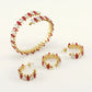 18K Gold-Plated Marquise Zircon Jewelry Set – Bracelet, Ring & Hoop Earrings