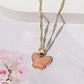 Women’s Minimalist Gold Butterfly Pendant Necklace – Rhinestone & Resin Detail