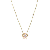 Women’s Gold-Plated Five-Petal Flower Necklace – Shell Inlay Stainless Steel Jewelry