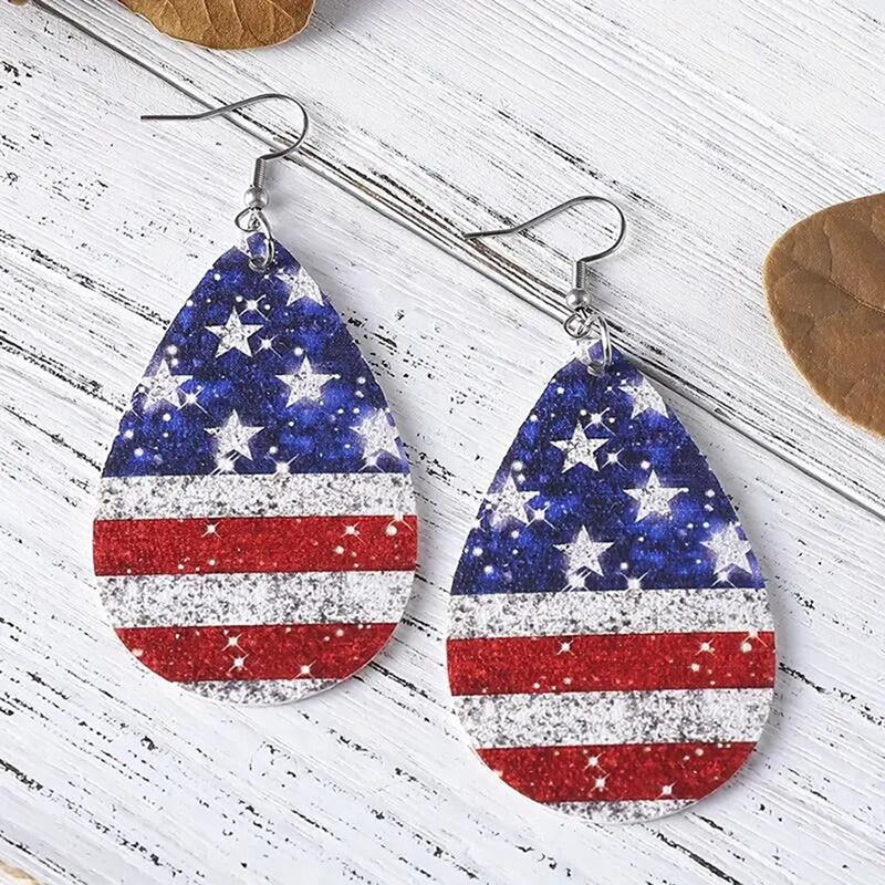 Patriotic American Flag Teardrop Earrings