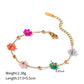 18K Gold-Plated Flower Jewelry Set – Necklace, Bracelet & Anklet with Colorful Beads
