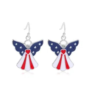 Patriotic American Flag Drop Earrings